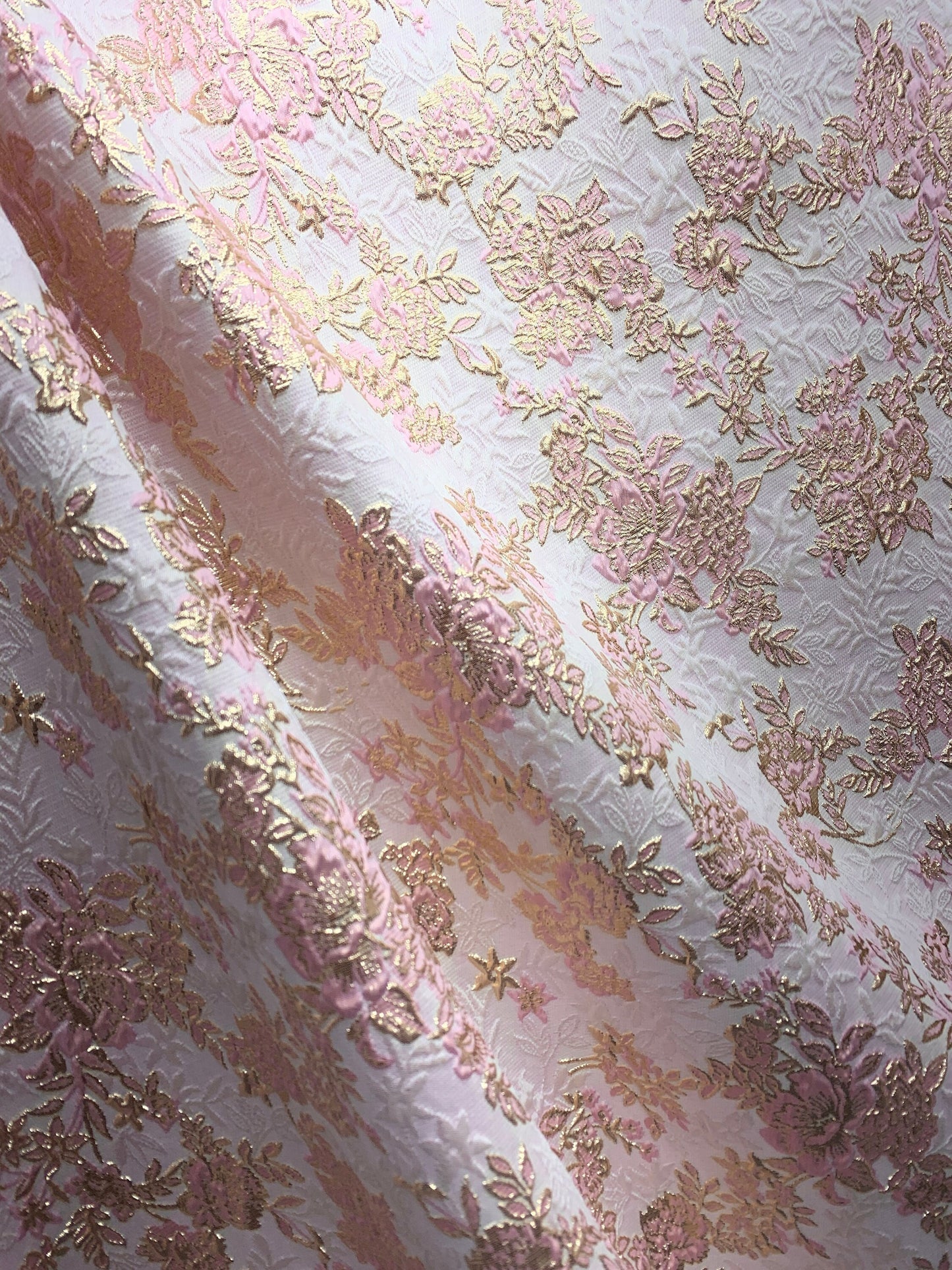 PINK GOLD Floral Brocade Fabric (60 in.) Sold By The Yard