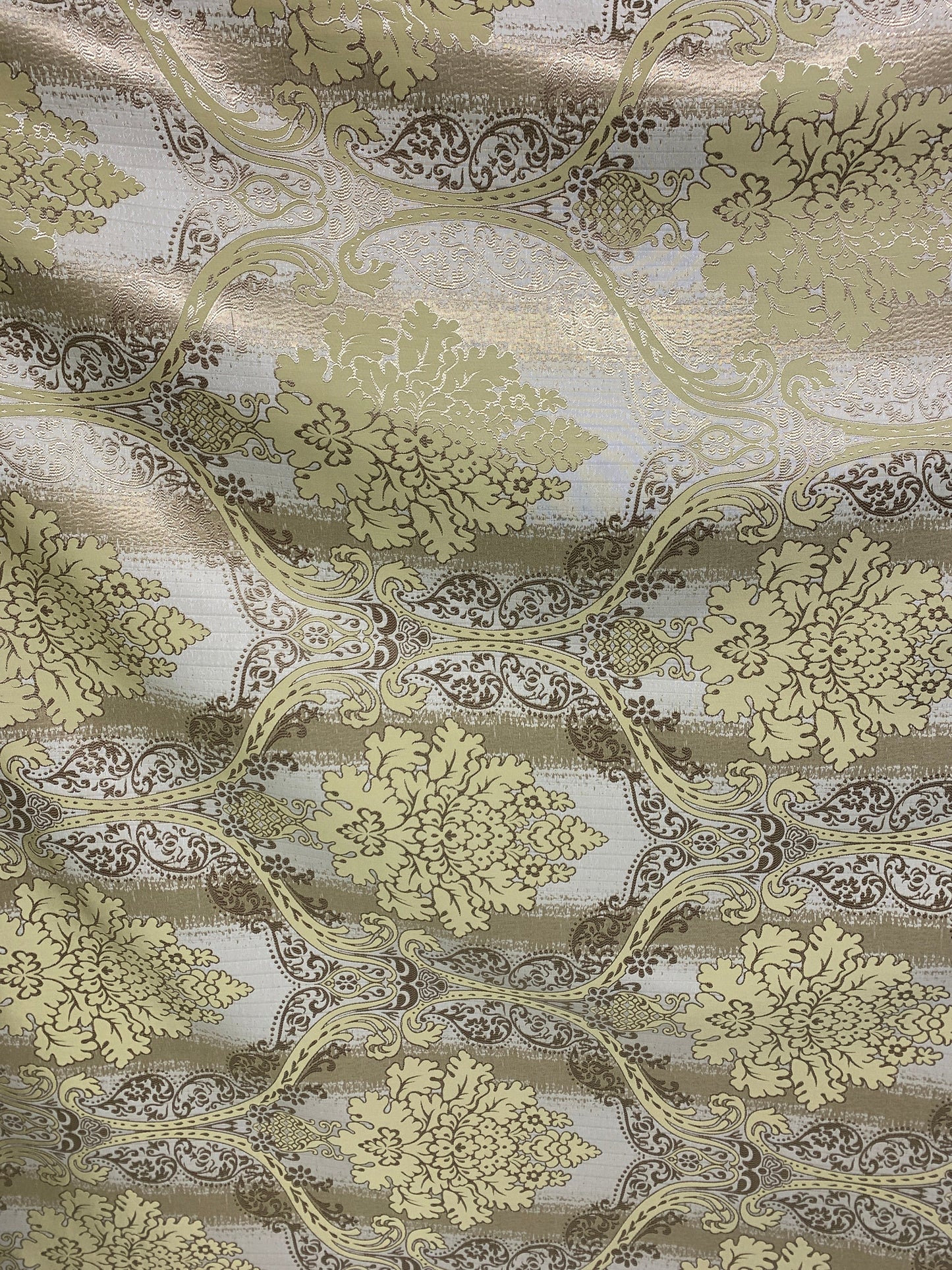 GOLD Damask Brocade Upholstery Drapery Fabric (110 in.) Sold By The Yard