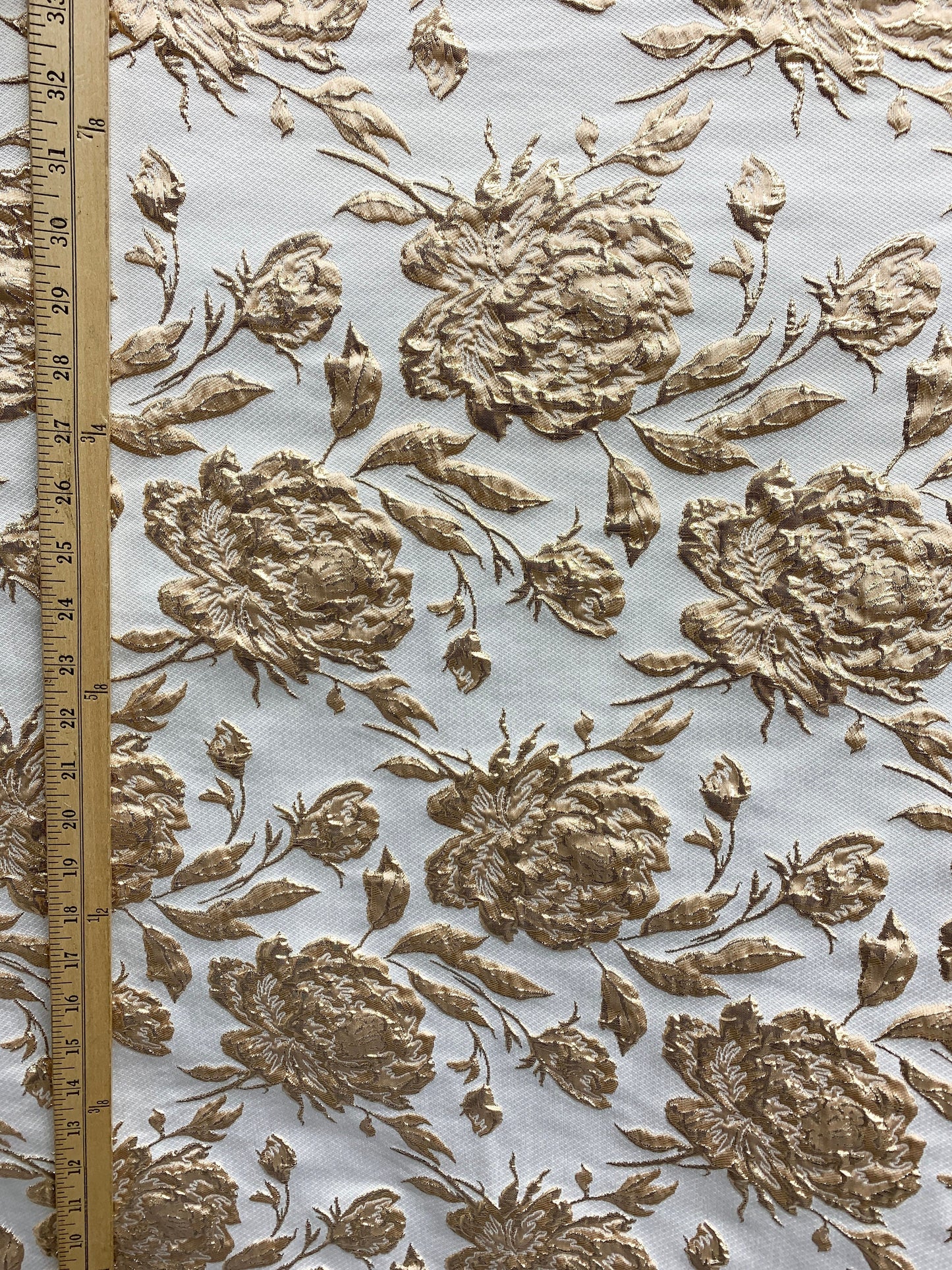 CHAMPAGNE GOLD Floral Brocade Fabric (60 in.) Sold By The Yard