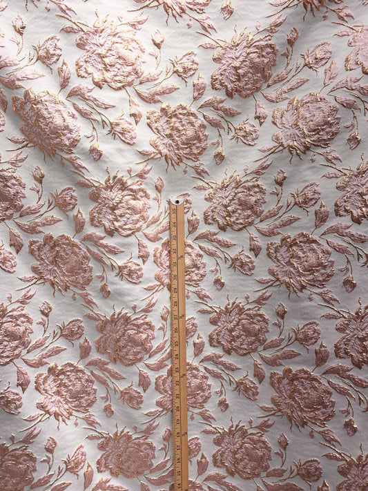 PINK GOLD Floral Brocade Fabric (60 in.) Sold By The Yard