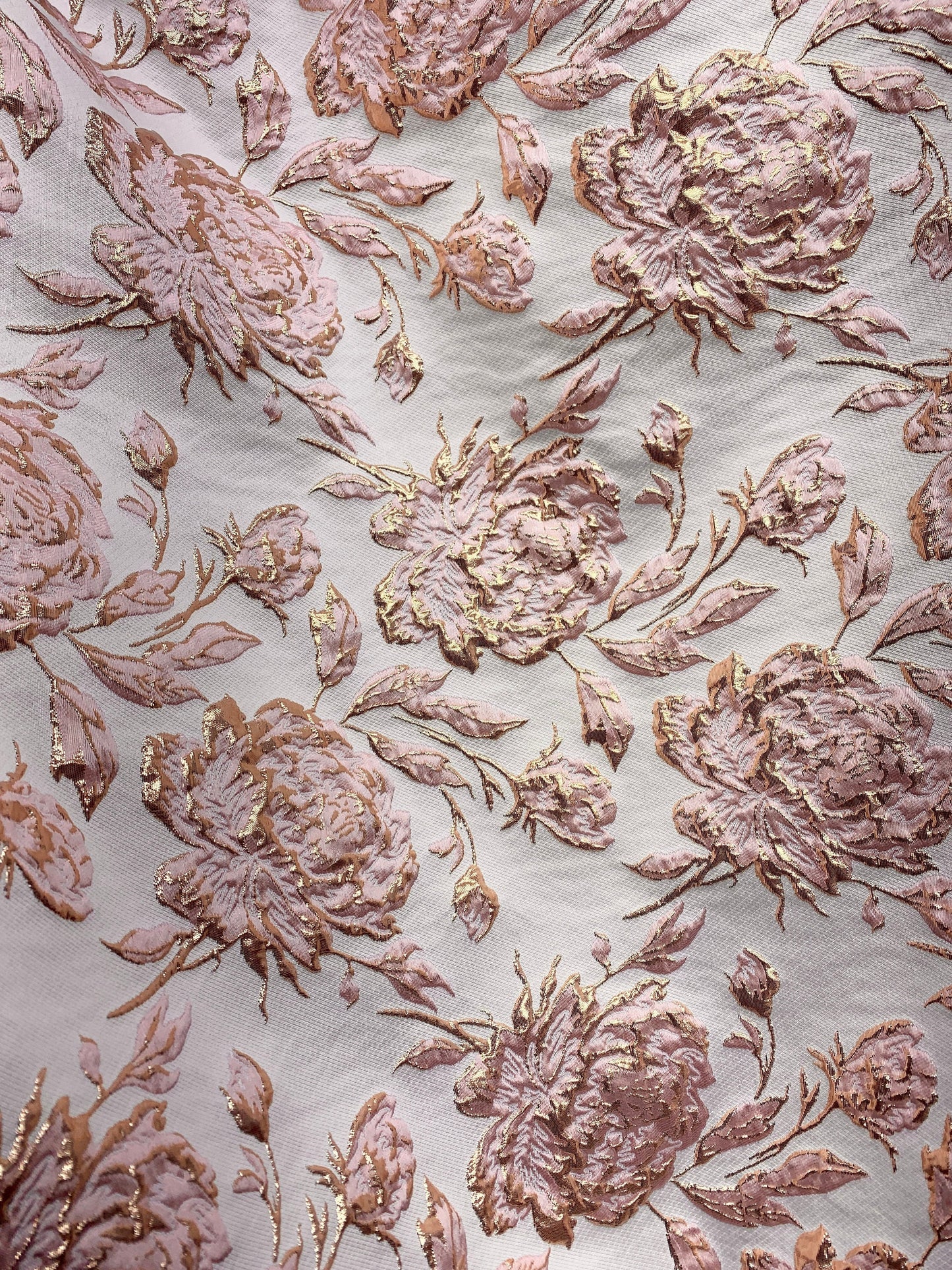 PINK GOLD Floral Brocade Fabric (60 in.) Sold By The Yard