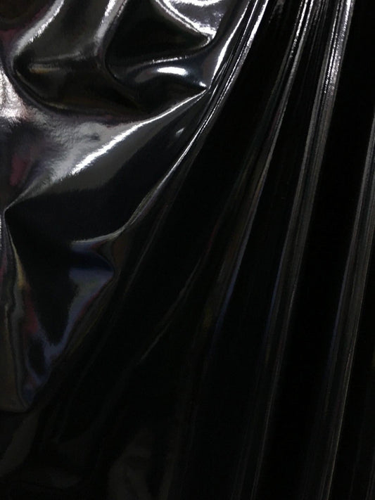 BLACK Shiny Glossy PVC Pleather Stretch Fabric (58 in.) Sold By The Yard