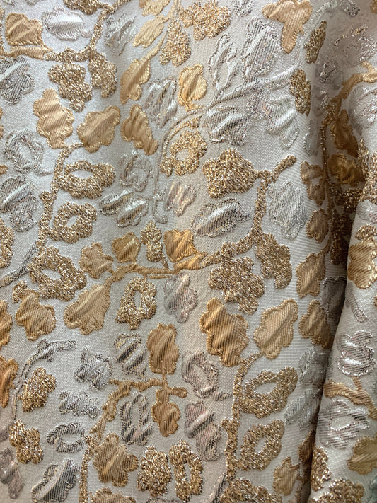 WHITE GOLD Floral Brocade Fabric (60 in.) Sold By The Yard