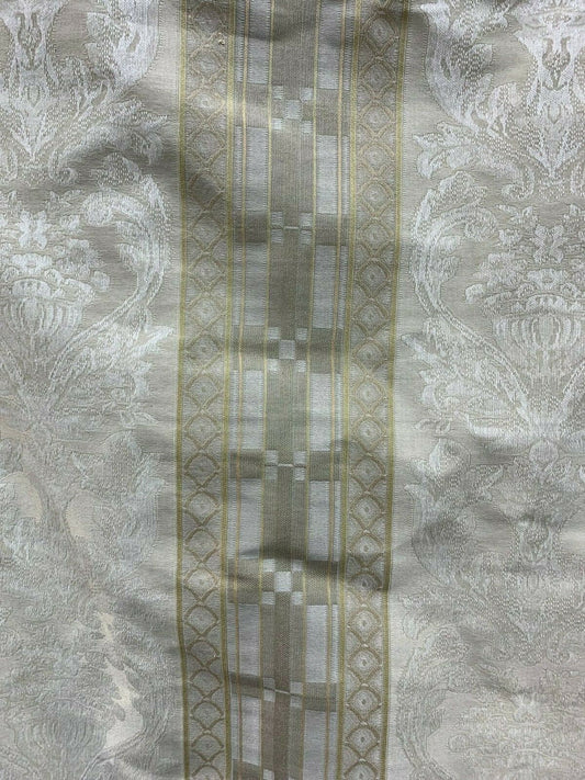 IVORY BEIGE Damask Jacquard Brocade Upholstery Drapery Fabric (54 in.) Sold By The Yard
