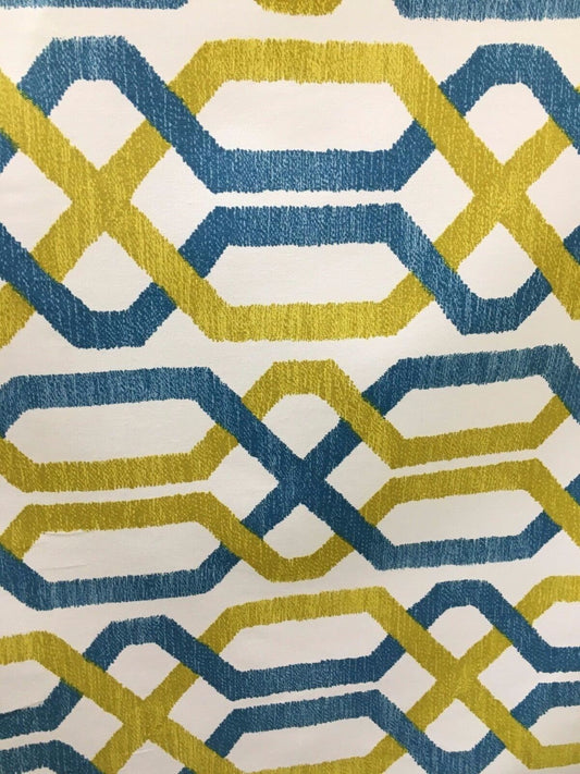P KAUFMANN Yellow Teal Designer 100% Cotton Fabric (54 in.) Sold By The Yard