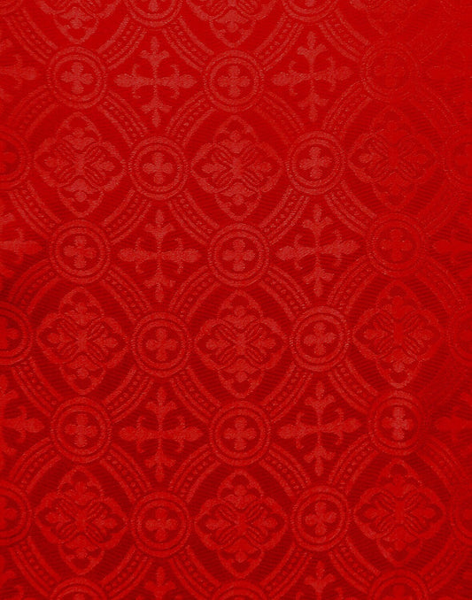 RED Liturgical Cross Brocade Fabric (60 in.) Sold By The Yard