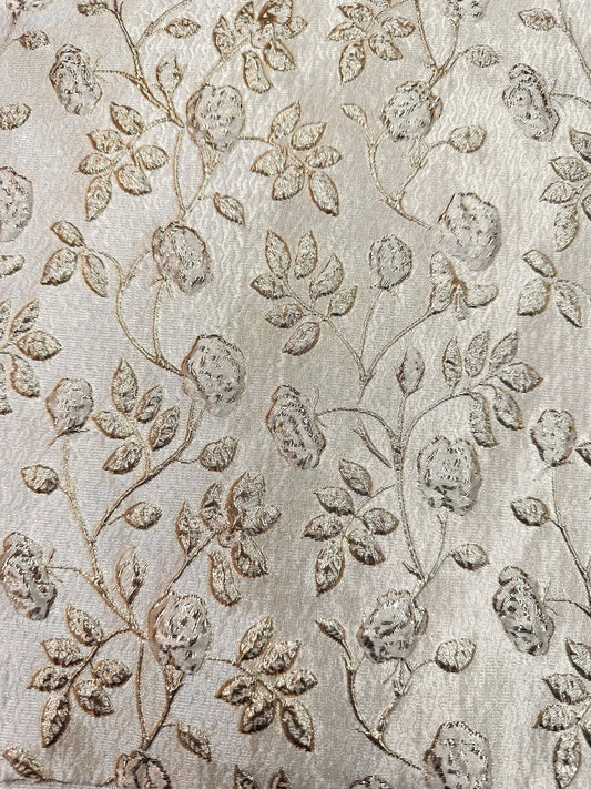 CHAMPAGNE Floral Brocade Fabric (60 in.) Sold By The Yard
