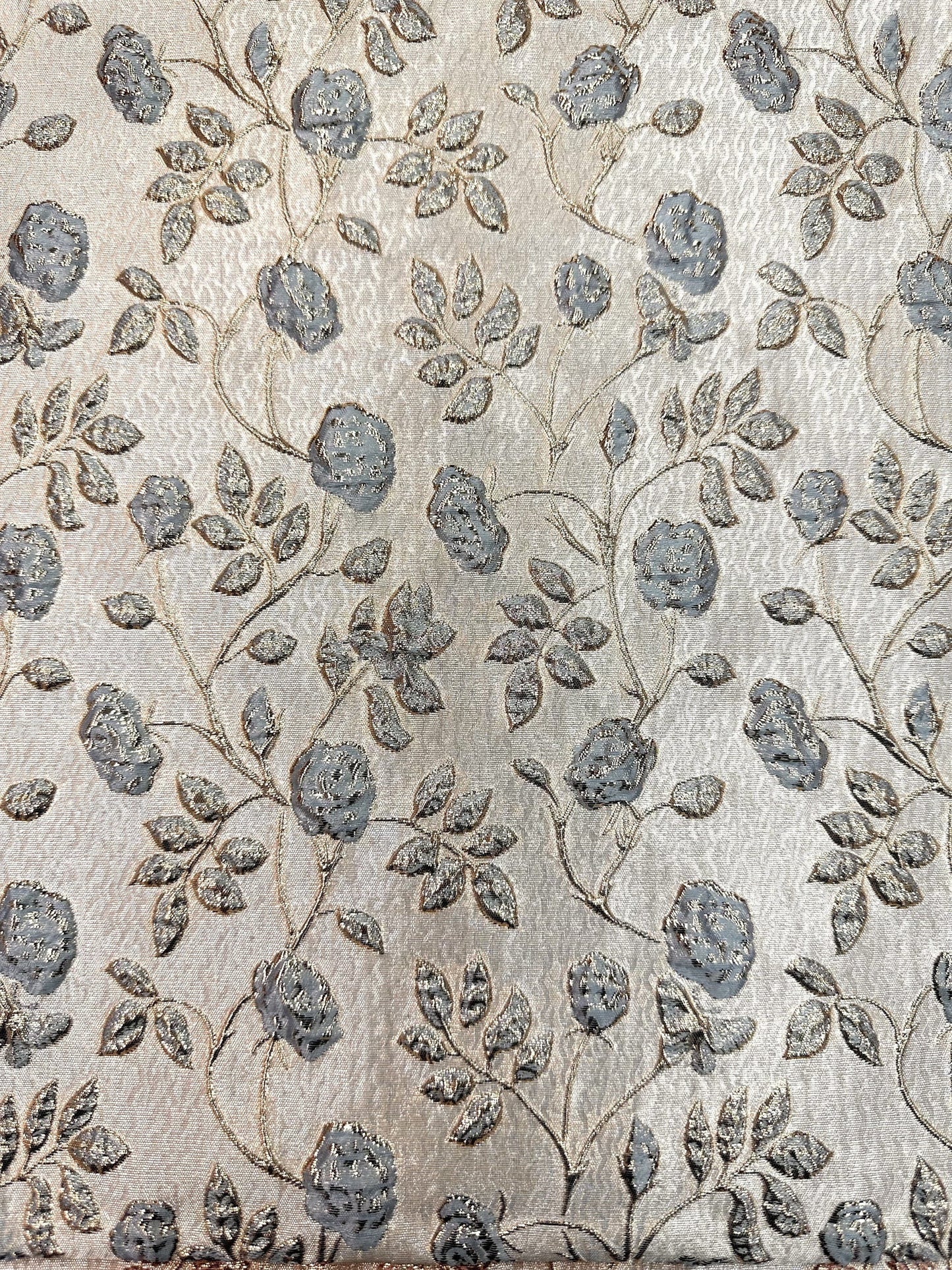 BABY BLUE GOLD Floral Brocade Fabric (60 in.) Sold By The Yard