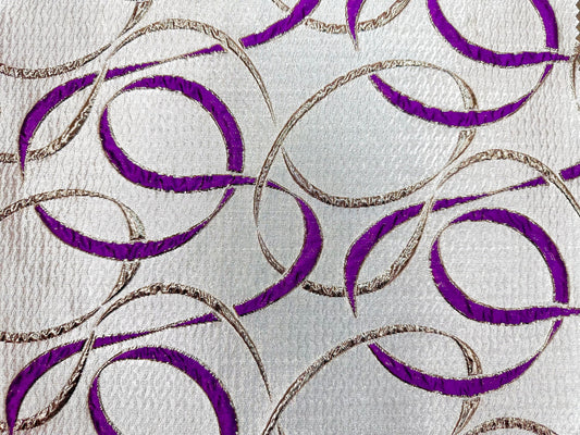 PURPLE GOLD Swirl Metallic Brocade Fabric (60 in.) Sold By The Yard
