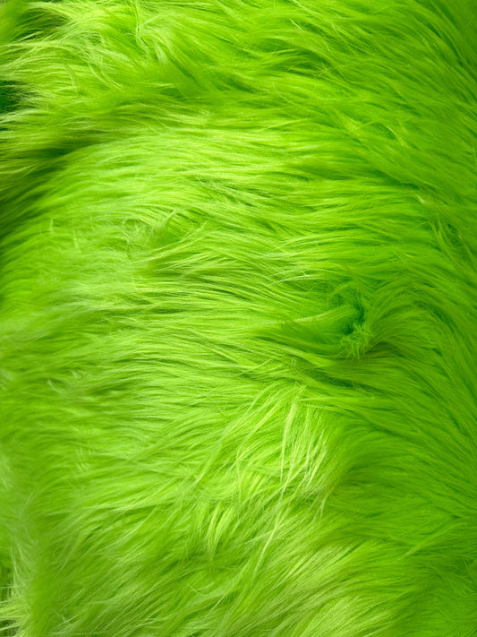 LIME GREEN Long Hair Faux Fake Fur Fabric (58 in.) Sold By The Yard