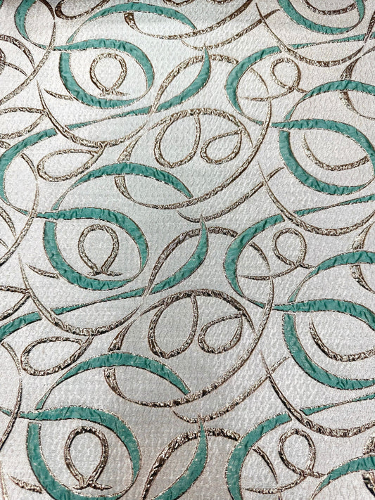 MINT GREEN GOLD Swirl Metallic Brocade Fabric (60 in.) Sold By The Yard