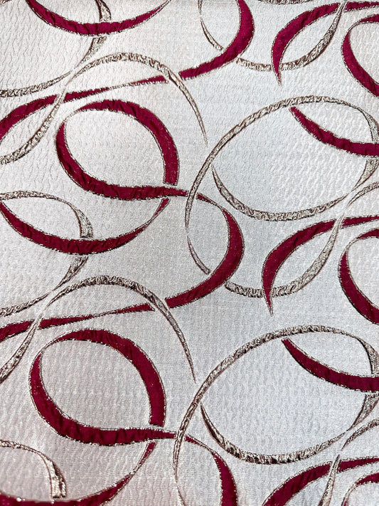 BURGUNDY GOLD Swirl Metallic Brocade Fabric (60 in.) Sold By The Yard