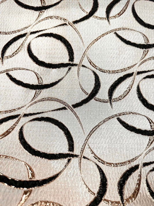 BLACK GOLD Swirl Metallic Brocade Fabric (60 in.) Sold By The Yard