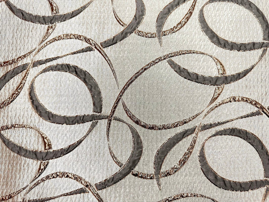 GRAY GOLD Swirl Metallic Brocade Fabric (60 in.) Sold By The Yard