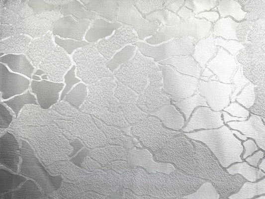 WHITE Embroidered Brocade Upholstery Drapery Fabric (110 in.) Sold By The Yard