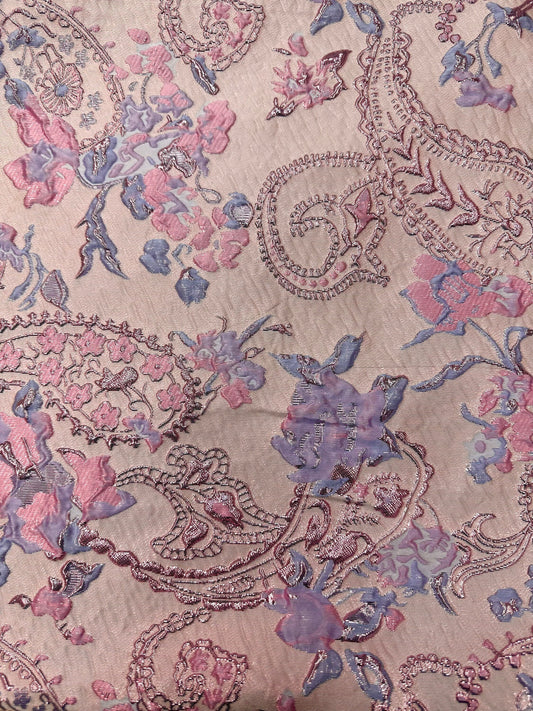 LAVENDER PINK Floral Paisley Brocade Fabric (60 in.) Sold By The Yard