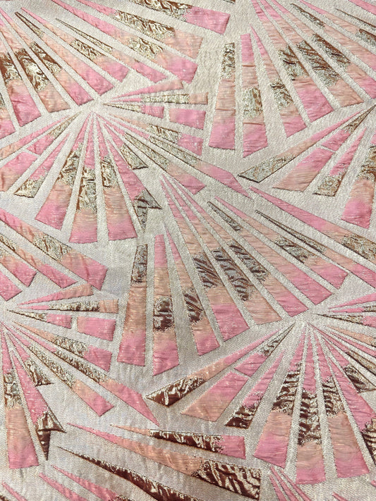 LIGHT PINK GOLD Geometric Brocade Fabric (60 in.) Sold By The Yard