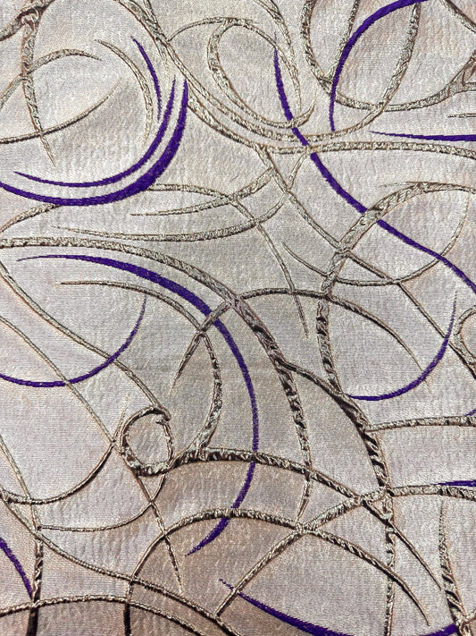 DARK PURPLE GOLD Swirl Metallic Brocade Fabric (60 in.) Sold By The Yard
