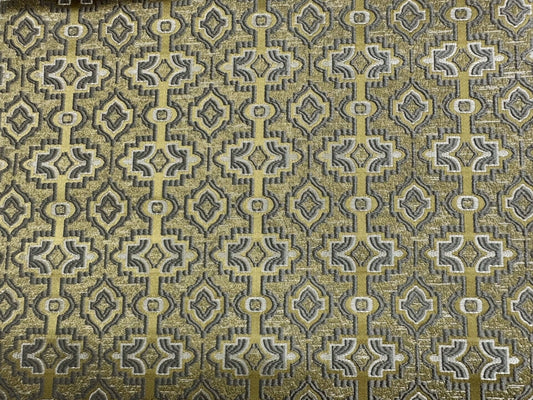 GOLD GRAY Brocade Upholstery Drapery Fabric (110 in.) Sold By The Yard