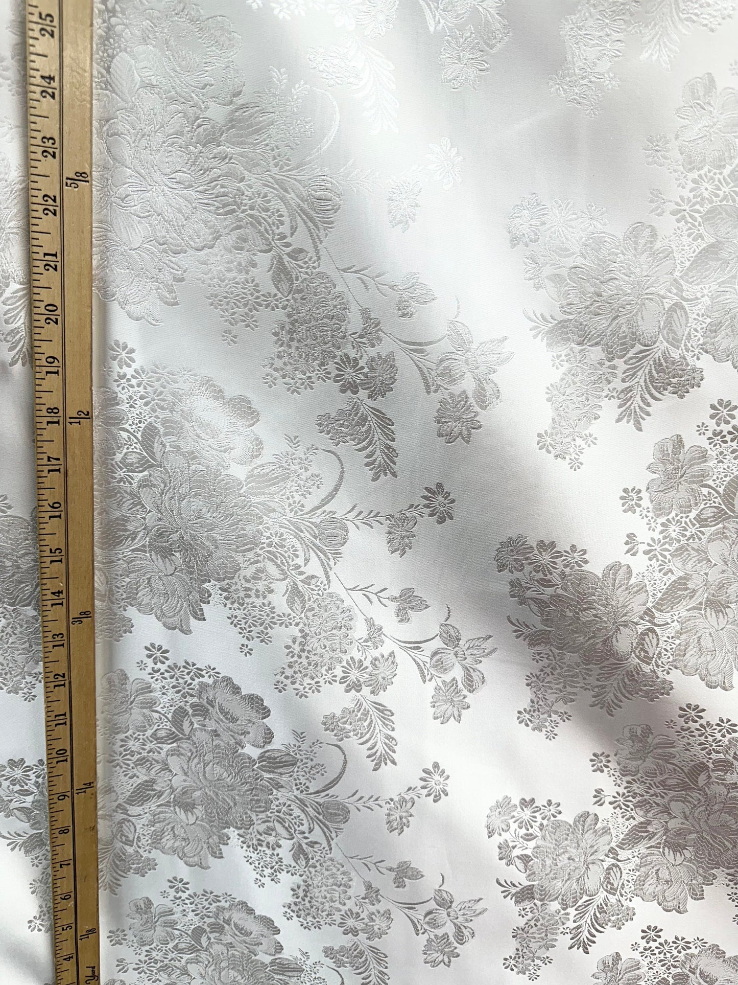 WHITE Floral Brocade Fabric (60 in.) Sold By The Yard