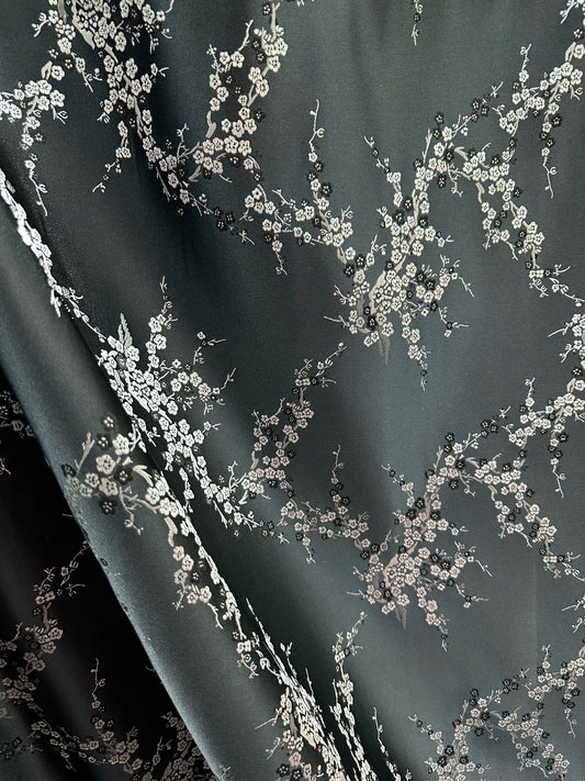 BLACK WHITE Floral Brocade Fabric (60 in.) Sold By The Yard