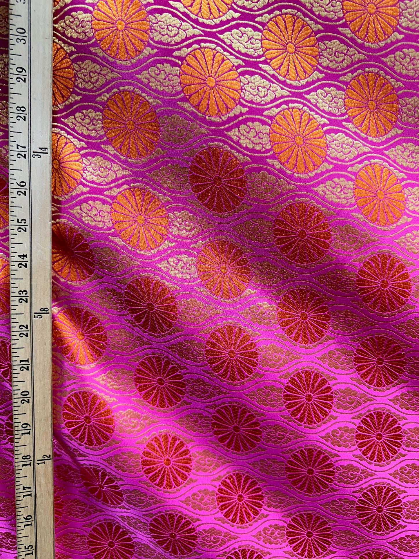 FUCHSIA PINK GOLD Floral Brocade Fabric (60 in.) Sold By The Yard
