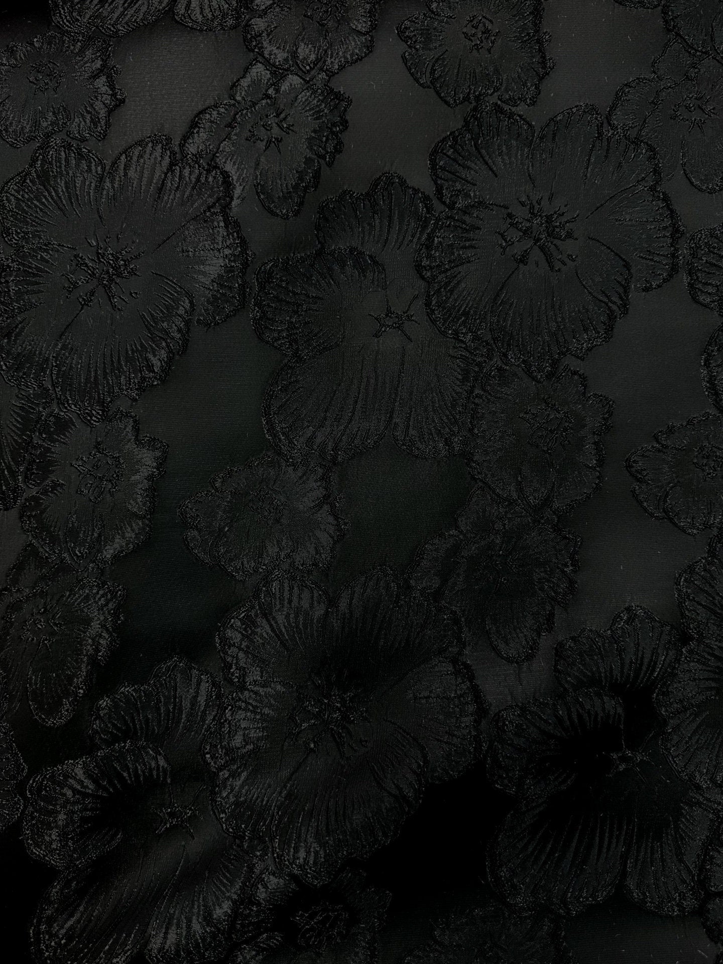 BLACK Floral Brocade Fabric (60 in.) Sold By The Yard