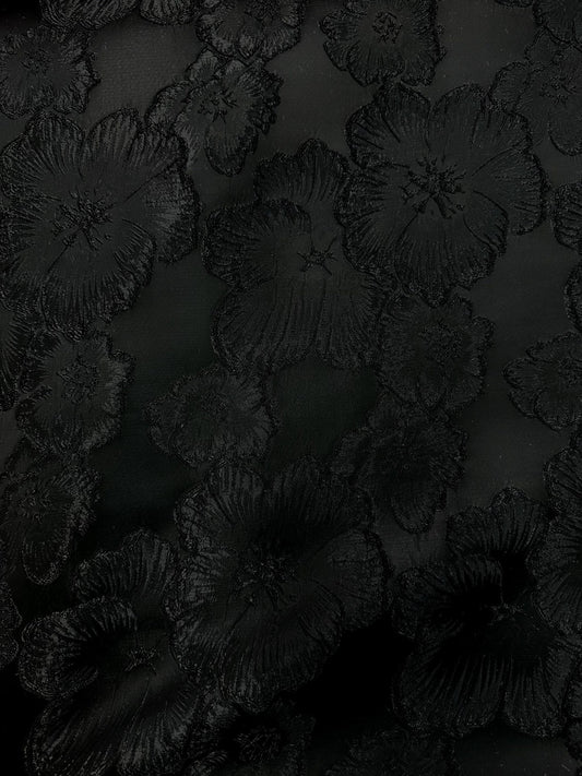 BLACK Floral Brocade Fabric (60 in.) Sold By The Yard