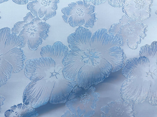 BABY BLUE Floral Brocade Fabric (60 in.) Sold By The Yard