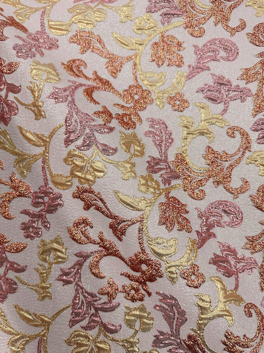 PINK GOLD Floral Brocade Fabric (60 in.) Sold By The Yard