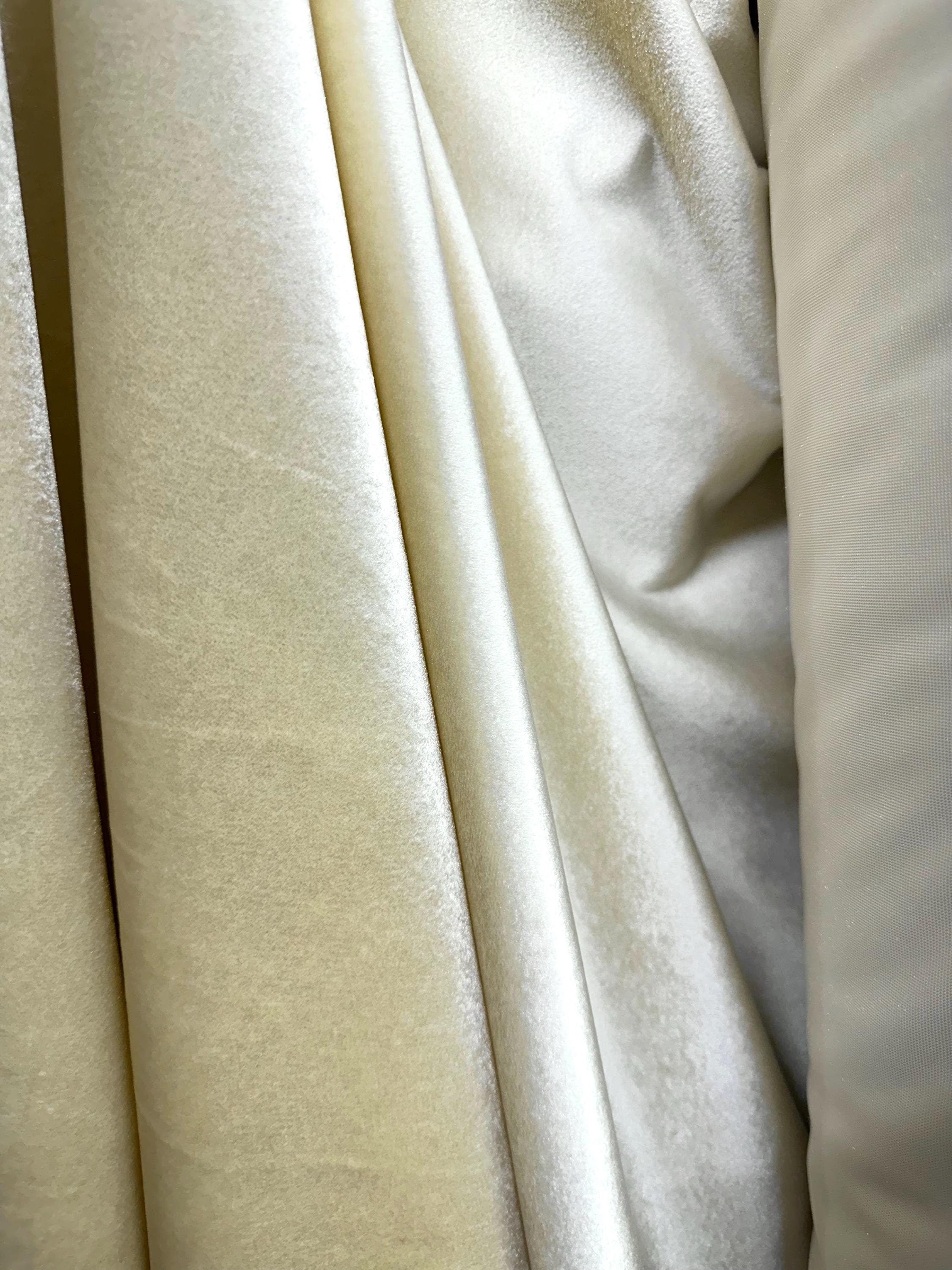 IVORY Soft Upholstery Drapery Velvet Fabric (56 in.) Sold By The Yard ...