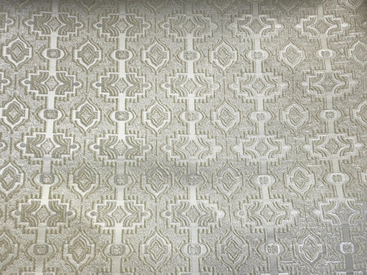 IVORY Brocade Upholstery Drapery Fabric (110 in.) Sold By The Yard