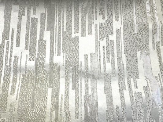 WHITE Brocade Upholstery Drapery Fabric (110 in.) Sold By The Yard