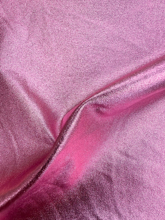 PINK Metallic Spandex 4 Way Stretch Fabric (58 in.) Sold By The Yard