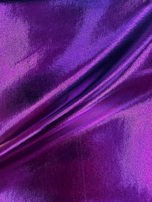 PURPLE Metallic Spandex 4 Way Stretch Fabric (58 in.) Sold By The Yard