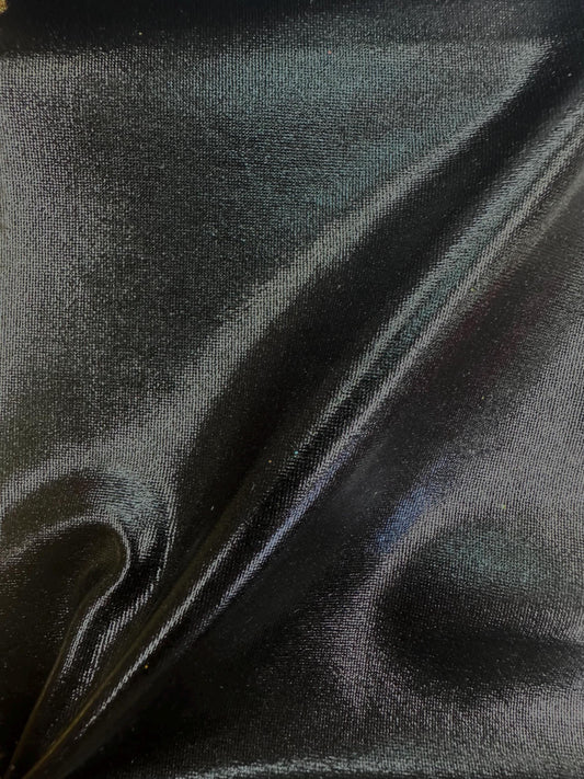 BLACK Metallic Spandex 4 Way Stretch Fabric (58 in.) Sold By The Yard