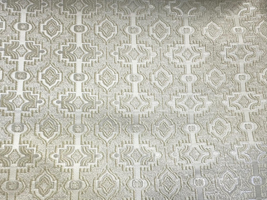 IVORY Brocade Upholstery Drapery Fabric (110 in.) Sold By The Yard