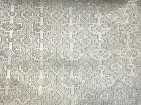 IVORY Brocade Upholstery Drapery Fabric (110 in.) Sold By The Yard