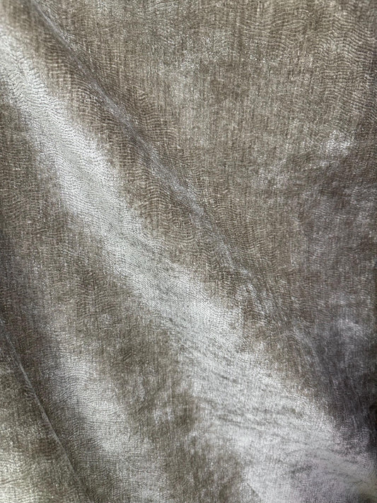 BEIGE Chenille Velvet Upholstery Drapery Fabric (56 in.) Sold By The Yard