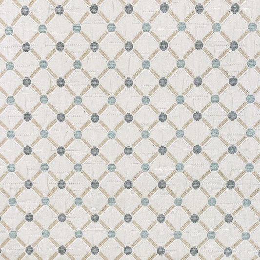 LIGHT BLUE GOLD Diamond Chenille Upholstery Brocade Fabric (56 in.) Sold By The Yard