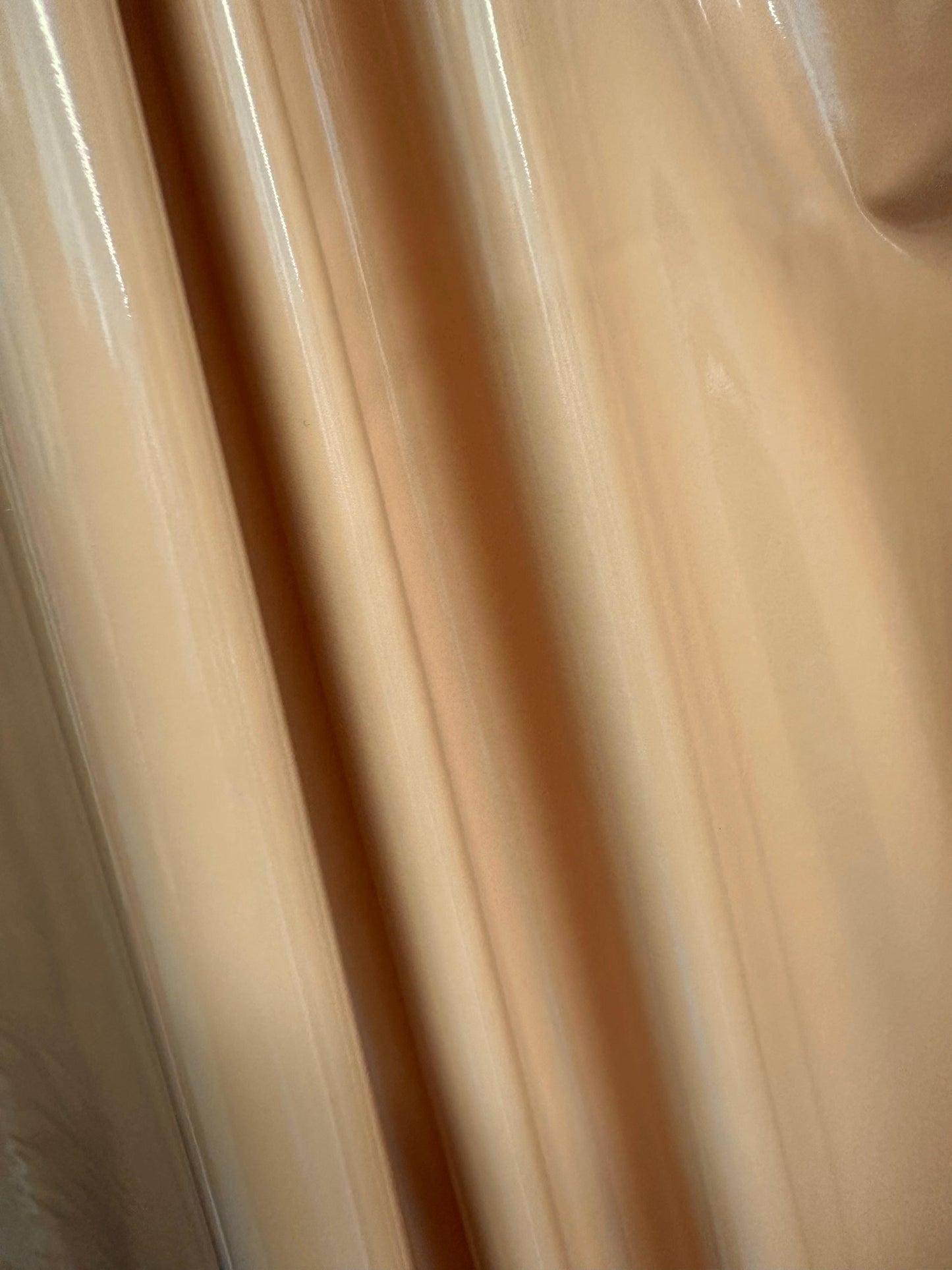 BEIGE Shiny Glossy PVC Pleather Stretch Fabric (58 in.) Sold By The Yard