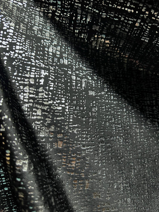 BLACK SILVER Metallic Upholstery Drapery Velvet Fabric (56 in.) Sold By The Yard