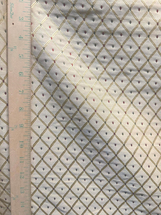 BEIGE IVORY Multicolor Diamond Upholstery Drapery Brocade Fabric (110 in.) Sold By The Yard