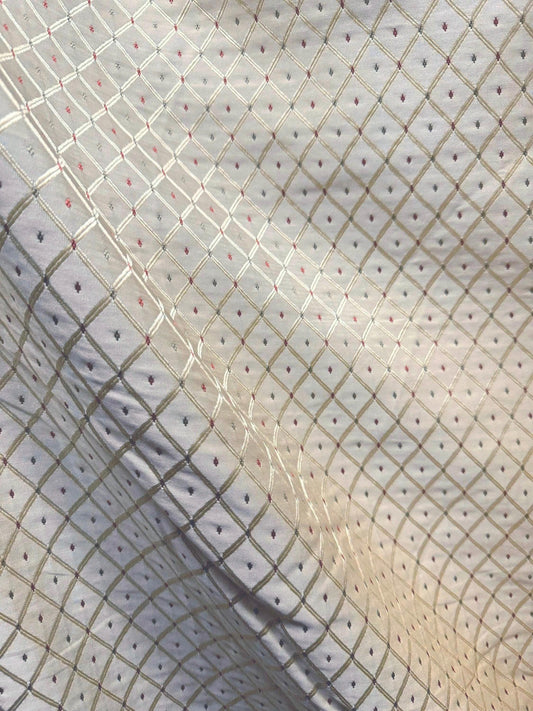 BEIGE IVORY Multicolor Diamond Upholstery Drapery Brocade Fabric (110 in.) Sold By The Yard