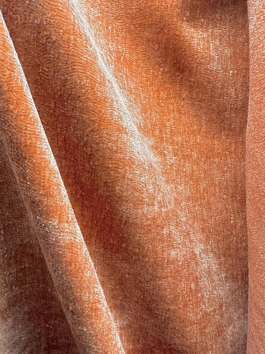 DARK ORANGE Chenille Velvet Upholstery Drapery Fabric (56 in.) Sold By The Yard