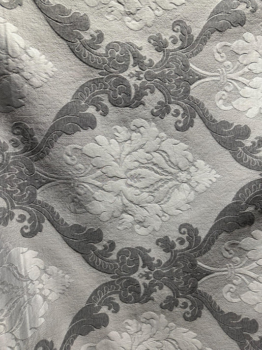GREY Damask Brocade Upholstery Drapery Fabric (56 in.) Sold By The Yard