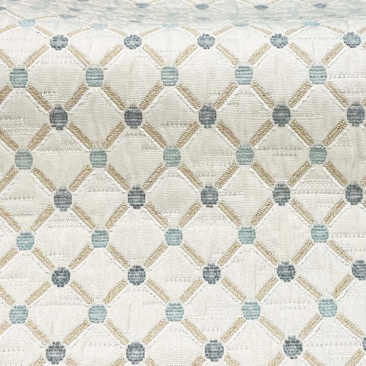 LIGHT BLUE GOLD Diamond Chenille Upholstery Brocade Fabric (56 in.) Sold By The Yard