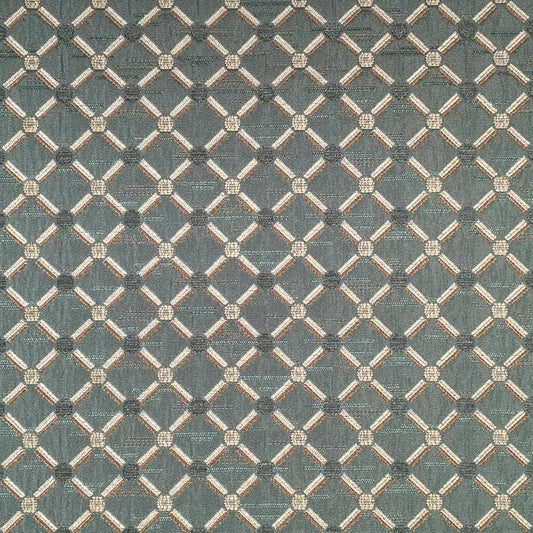 TEAL IVORY Diamond Chenille Upholstery Brocade Fabric (56 in.) Sold By The Yard