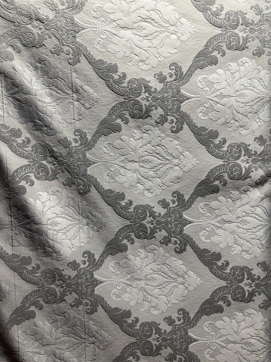 GREY Damask Brocade Upholstery Drapery Fabric (56 in.) Sold By The Yard
