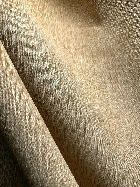 DEEP BEIGE Solid Chenille Velvet Upholstery Drapery Fabric (58 in.) Sold By The Yard
